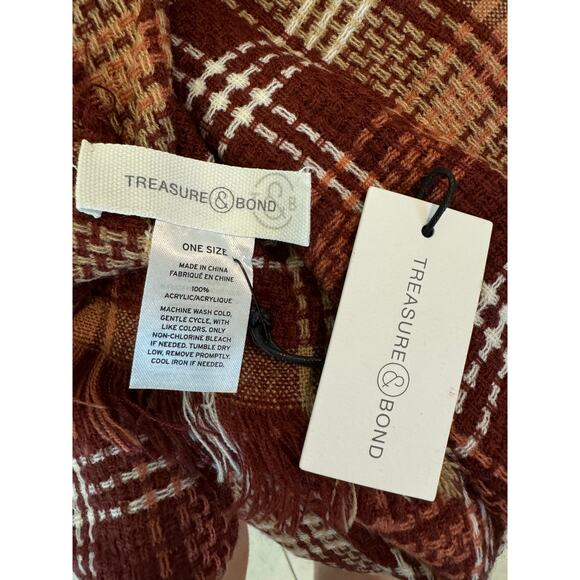 New ~ TREASURE & BOND NORDSTROM ~Red Poplin Chex Academia Plaid Scarf Size OS - Picture 3 of 3